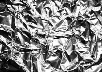 Halftone crumpled aluminium foil vector texture with a transparent background