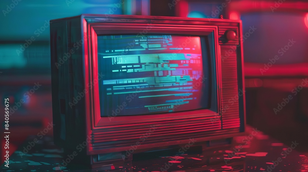 Poster retro 80s vhs glitch effect with static noise and scanlines vintage tv transmission error background