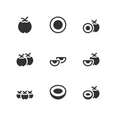 Coconut Icon Set. Vector Illustration.