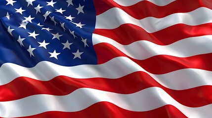 Obraz premium Vibrant 3D American Flag Waving against a Colorful Background