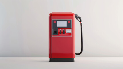 A 3D rendering of a futuristic red gas pump. 