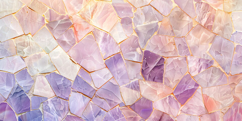 Beautiful widescreen banner with peach and violet colored marble stone tiles