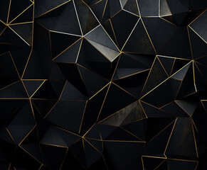 black and gold 3D triangle line background. Modern wallpaper, classic style, GenerativeAI