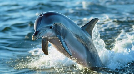 Naklejka premium A dolphin jumps out of the water.