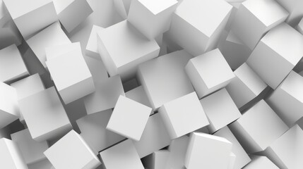 Abstract 3d rendering of white cubes background. Cubes pattern.