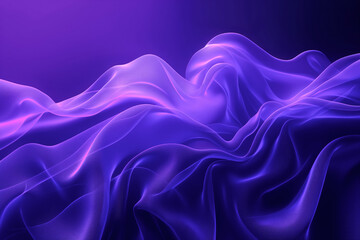 A colorful, flowing transparent silk fabric on a dark blue background. Generative AI