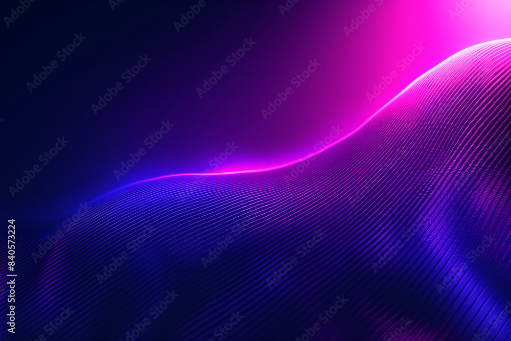 Wall mural colorful abstract digital background with curved neon lines and dots. cosmic flowing fabric waves on