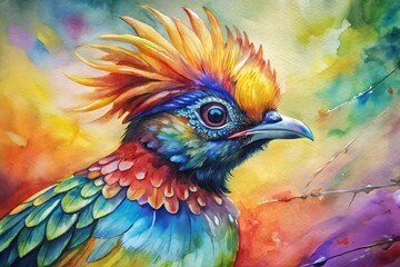 Obraz premium Vivid portrait of a colorful bird with vibrant feathers.