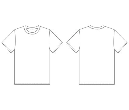 Short Sleeve baby T shirt Tops Technical fashion flat sketch  front and back view  Vector illustration template For kids