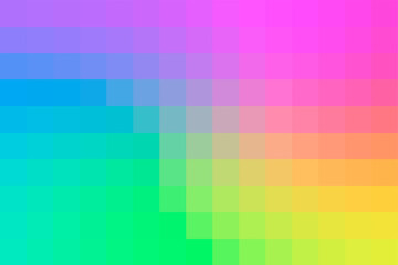 Gradient rainbow background. Geometric texture from multicolor squares for publication, design, poster, calendar, post, screensaver, wallpaper, post, cover, banner, website. Vector illustration