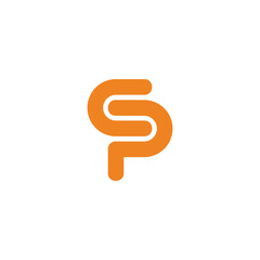 letter cp loop curves simple geometric logo vector