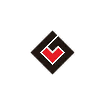 letter gv simple square colorful geometric logo vector
