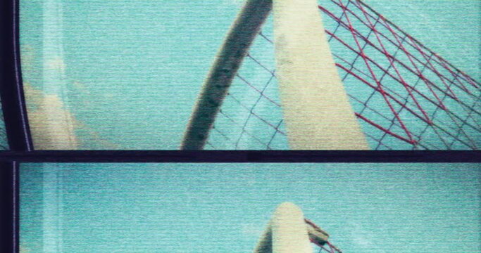 Soccer VHS - Scoring a goal. Retro style. Damaged VHS tape. Faulty VCR. Faulty TV set. Electromagnetic interference - Slow-mo - VFX