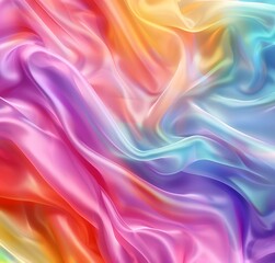 Obraz premium Colorful rainbow background with soft waves of color, rainbow silk texture, elegant and dreamy design for art