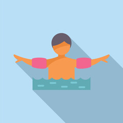Illustration of a young child with arm floats enjoying water safety during swim training