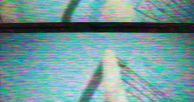 Soccer VHS - Scoring a goal. Retro style. Damaged VHS tape. Faulty VCR. Faulty TV set. Electromagnetic interference - Slow-mo - VFX