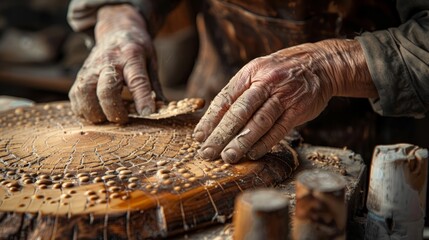 Close-up of a handmade craft: Capture the intricate details and craftsmanship of a handmade craft in a close-up shot.