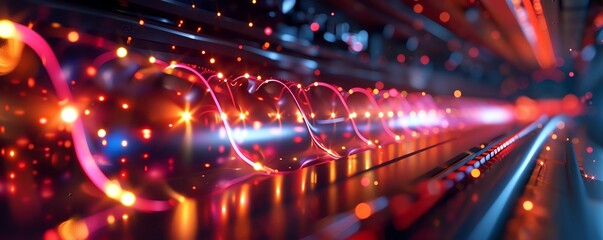 Obraz premium Quantum Computing performing calculations, side view, illustrating quantum bits