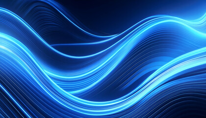 blue neon background with flowing wave patterns and luminous highlights, creating an energetic and lively visual