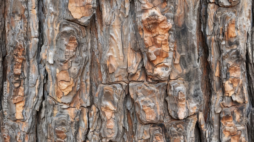 Aufkleber rustic pine tree trunk with rough brown bark texture realistic wooden surface background vertical ti
