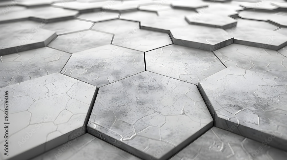 Poster minimalist hexagonal tiled texture backdrop in shades of grey and white