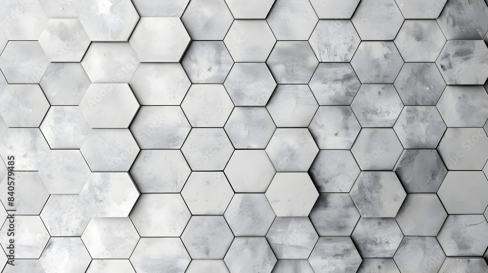 Aufkleber seamless minimalist hexagonal tile texture in grayscale gradients