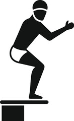 Black icon featuring a surfer in a dynamic pose on a stylized wave, perfect for logos or signs