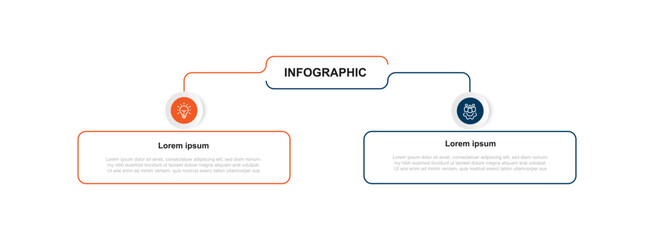 2 step line square infographic template vector 