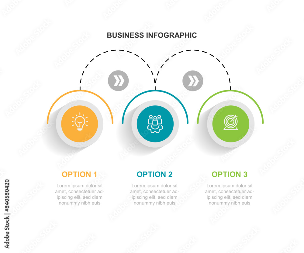 Poster Timeline process infographic template vector with 3 step or section suitable for workflow, business information, presentation or web graphic design 