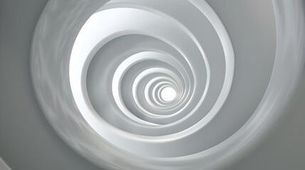 Fototapeta premium Mesmerizing 3D Spiral in Minimalist White Space with Central Line Design