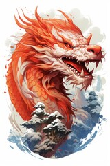 Painting and design of ancient dragon suitable for background, design, art or wallpaper.