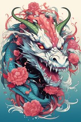 Painting and design of ancient dragon suitable for background, design, art or wallpaper.