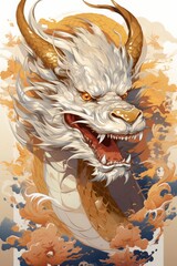 Painting and design of ancient dragon suitable for background, design, art or wallpaper.