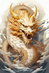 Painting and design of ancient dragon suitable for background, design, art or wallpaper.