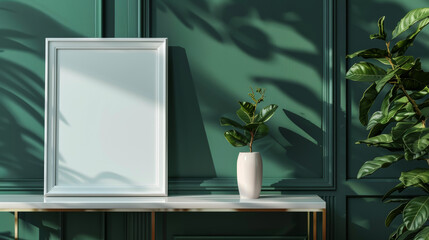 White blank frame on decorative wall