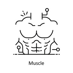 Muscle vector outline icon style illustration. Symbol on White background EPS 10 File