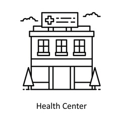 Health Center vector outline icon style illustration. Symbol on White background EPS 10 File