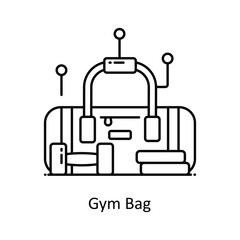 Gym Bag vector outline icon style illustration. Symbol on White background EPS 10 File