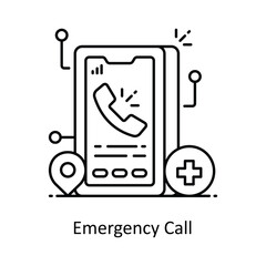 Emergency Call vector outline icon style illustration. Symbol on White background EPS 10 File