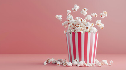 3D cartoon popcorn bucket overflowing