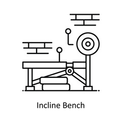 Incline Bench vector outline icon style illustration. Symbol on White background EPS 10 File