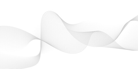 Gray and white abstract background with flowing particles. Digital future technology concept. Abstract white paper wave background and abstract gradient and white wave curve lines.	
