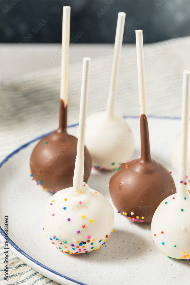 Sticker homemade vanilla and chocolate cake pops