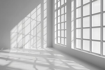 Overhead view of room with window and white wall