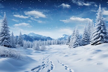 Obraz premium Chritmas landscape with snow abstract background