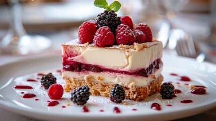 Close-up of a delicious dessert: Capture the mouth-watering details of a delicious dessert in a close-up shot.