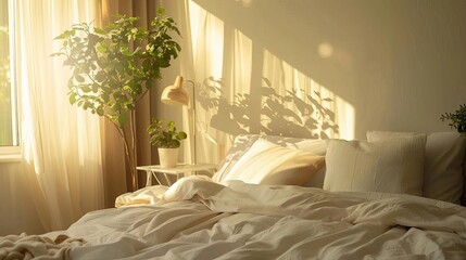 serene bedroom promoting healthy sleep hygiene cozy bed with soft pillows and comfortable sheets peaceful environment for restful nights