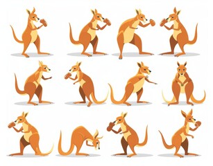 Modern illustration of a wild Australian kangaroo isolated on white