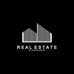 Minimalist real estate logo. Modern house real estate logo design. Flat Vector Logo Design Template Elements for Realestate Construction Architecture Building Logo.