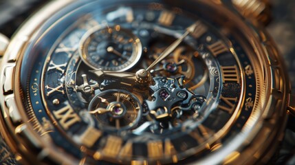 Close-up of a vintage watch: Capture the intricate details and craftsmanship of a vintage watch in a close-up shot. 